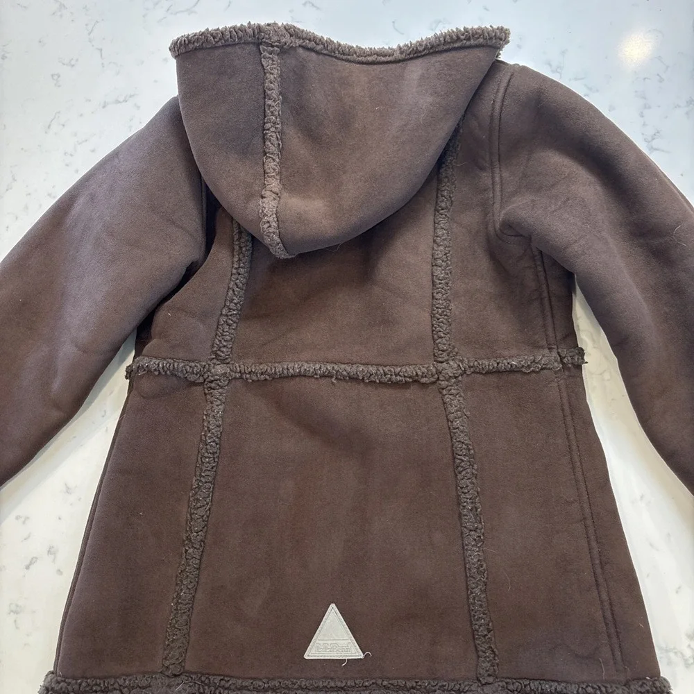 VTG LL Bean Faux Shearling Coat Little Girls 6X/7‎ Dark Brown Adorable Cozy EUC